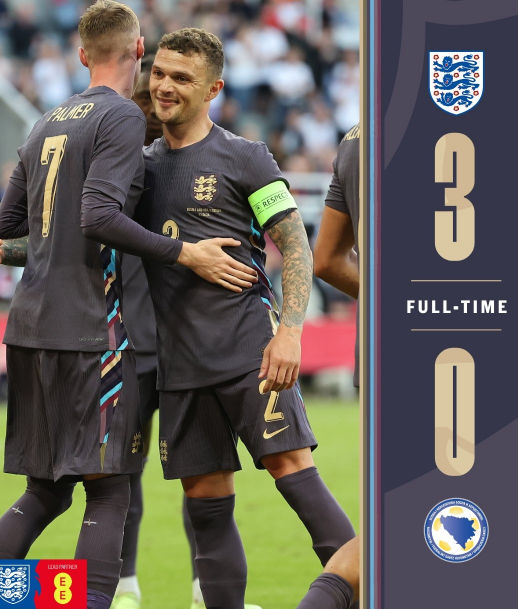 友谊赛-英格兰3-0战胜波黑,帕尔默点射,阿诺德、凯恩破门 友谊赛-英格兰3-0战胜波黑,帕尔默点射,阿诺德、凯恩破门