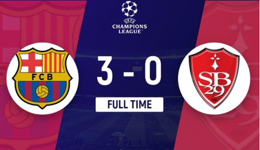 欧冠-巴萨3-0布雷斯特欧冠四连胜 莱万双响+欧冠百球奥尔莫破门 欧冠-巴萨3-0布雷斯特欧冠四连胜 莱万双响+欧冠百球奥尔莫破门