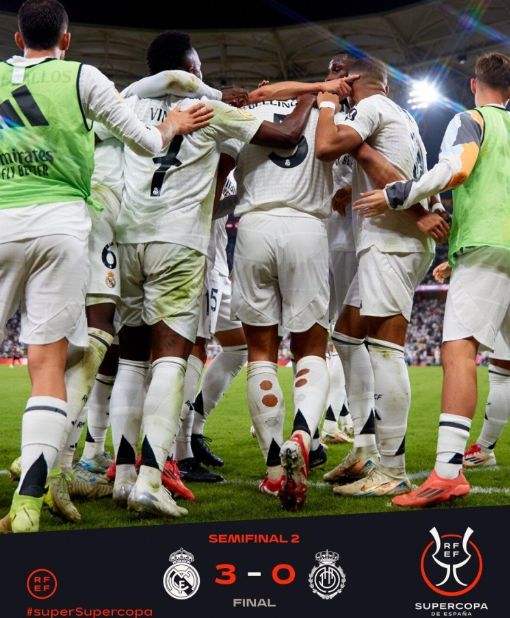 西超杯-皇马3-0马洛卡晋级西超杯决赛 贝林&罗德里戈建功