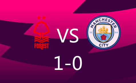 英超-诺丁汉森林1-0曼城，奥多伊小角度破门+中柱