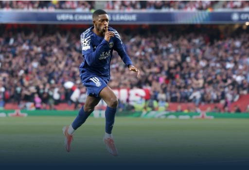 欧冠-阿森纳0-1巴黎 登贝莱闪击+伤退 多纳鲁马两扑单刀 梅里诺破门被吹